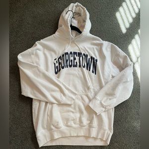 Brandy Melville oversized Georgetown white hoodie sweatshirt